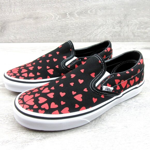 Vans Classic Slip On Hearts Shoes Women's Size 8 Black Red NEW - Picture 4 of 13